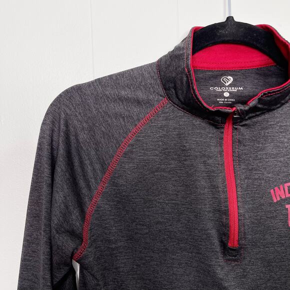 Colosseum Womens Small S Gray Red Indiana Hoosiers 1/4 Zip Long Sleeve Pullover - Picture 4 of 9